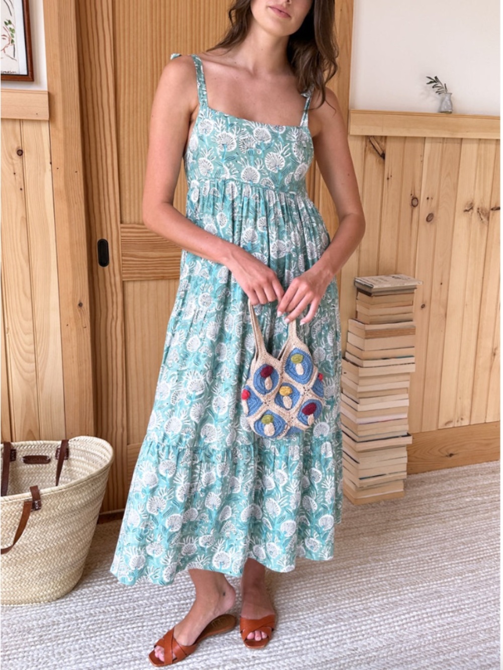 Emerson Fry India Collection Sara Tiered Maxi Dress Allium Azure Women's Medium